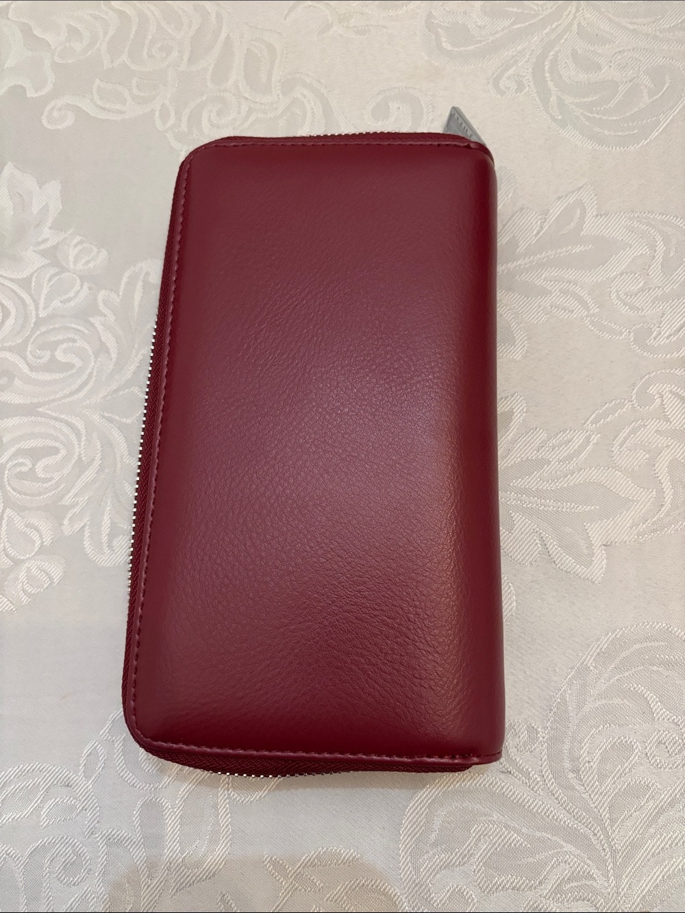Sleek Zip-Around Wallet in Deep Wine